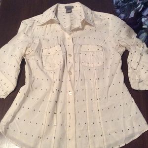 Ivory and black Ann Taylor button down